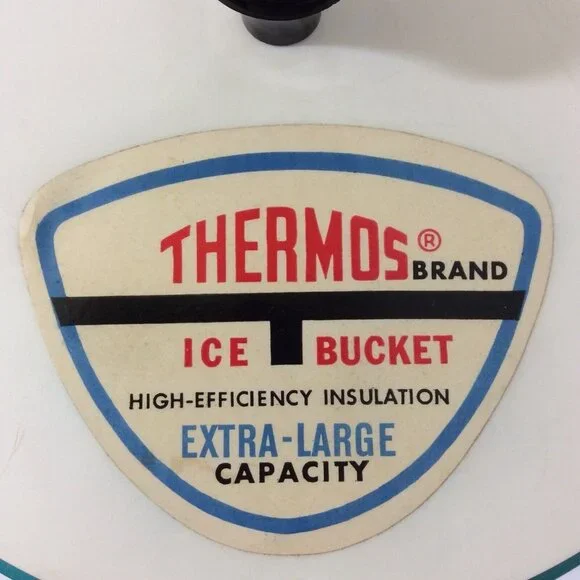 Vintage Thermos Plastic Ice Bucket Teal White Bar Restaurant Man Cave Decor - Picture 3 of 12